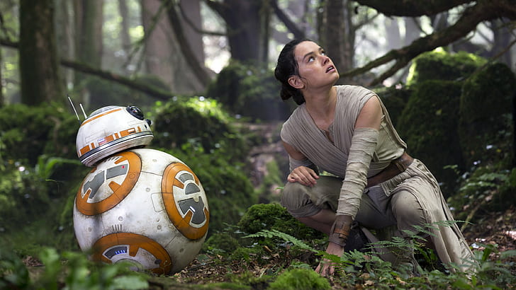 Star Wars, Star Wars: The Force Awakens, Daisy Ridley, BB-8, HD wallpaper