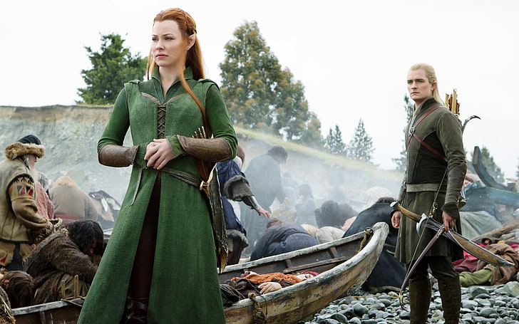 Legolas from Lord of the Rings, The Hobbit, Tauriel, women, redhead, HD wallpaper