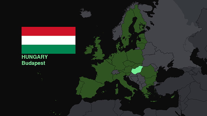 Hungary, map, flag, Europe, communication, no people, green color, HD wallpaper