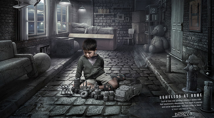 Homeless at Home - Childboy, Charity, Design, Children, Abandoned
