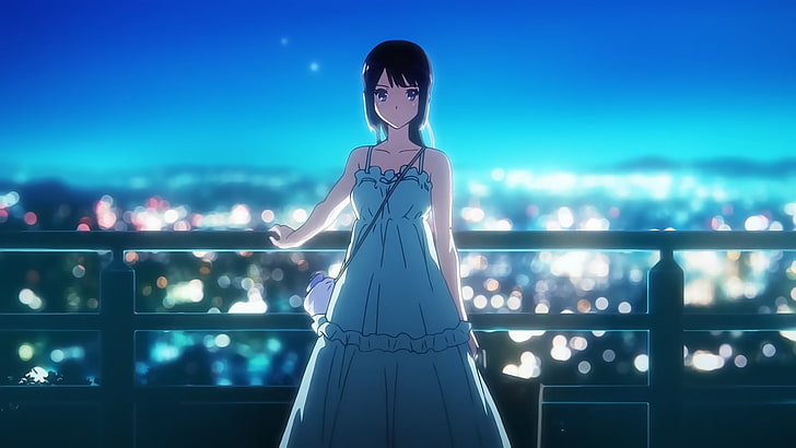 black-haired female anime character wearing blue dress, Hibike! Euphonium