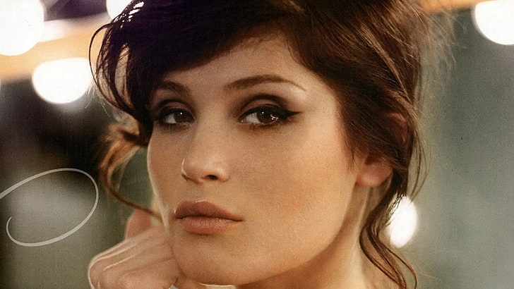 Gemma Arterton, women, model, actress, face, brunette, brown eyes, HD wallpaper