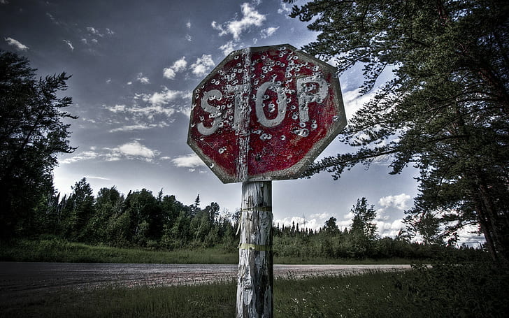 HDR, stop sign