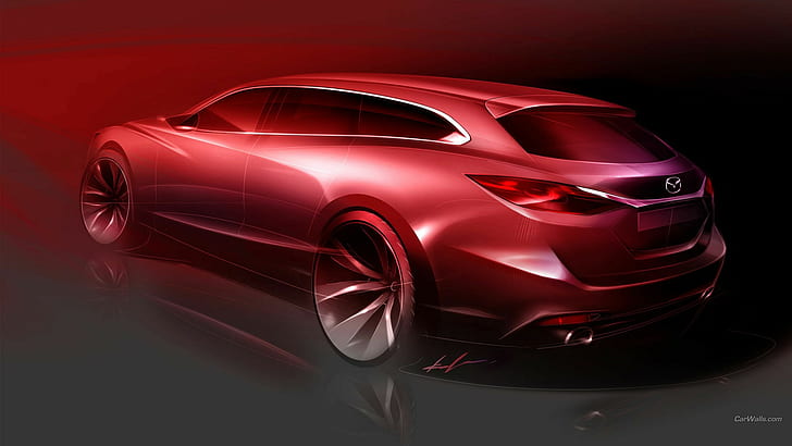 Mazda 6, digital art, car, vehicle
