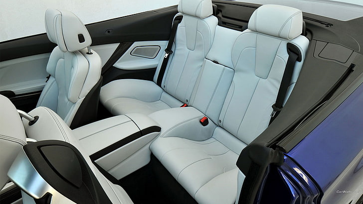 white leather car seats, BMW M6, Convertible, car interior, vehicle, HD wallpaper