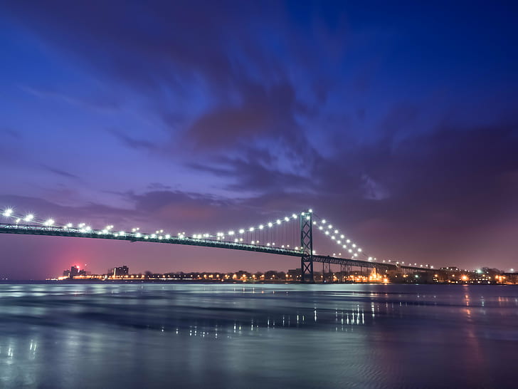 Brooklyn Bridge during nighttime, detroit, detroit, Good Morning