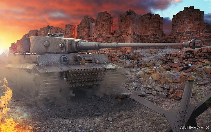 gray military tank wallpaper, tiger, world of tanks, wot, tiger-1 HD wallpaper