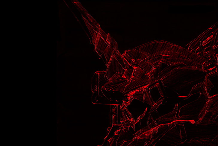 Hd Wallpaper Gundam Anime Mobile Suit Gundam Unicorn Red Black Background Wallpaper Flare