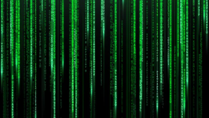 abstract, black background, code, The Matrix