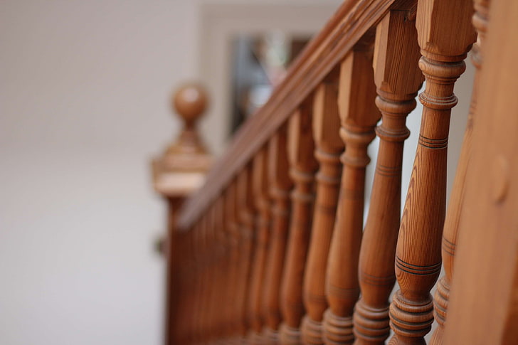 blur, brown, fuzzy, orange, staircase, stairs, wood, in a row