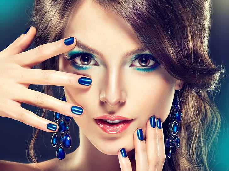 HD wallpaper: Makeup fashion girl, blue style | Wallpaper Flare