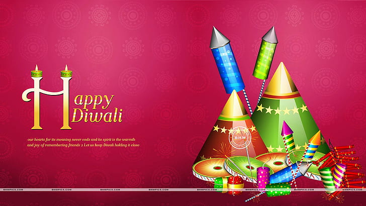 Happy Diwali Crackers, happy diwali text, festivals / holidays, HD wallpaper