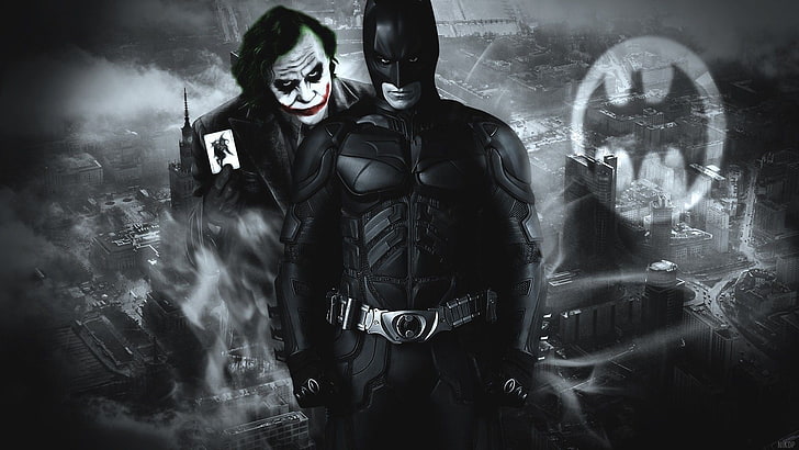 Batman and The Joker poster, Batman Begins, halloween, spooky, HD wallpaper