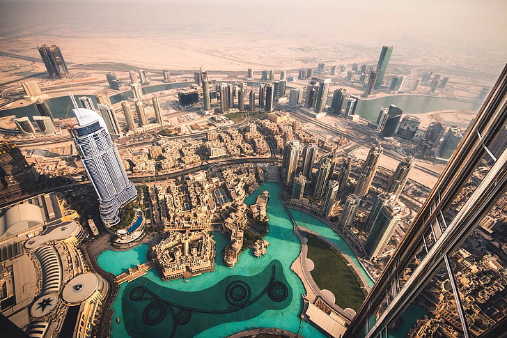 city buildings, Dubai, sky, skyscraper, cityscape, desert, building exterior, HD wallpaper