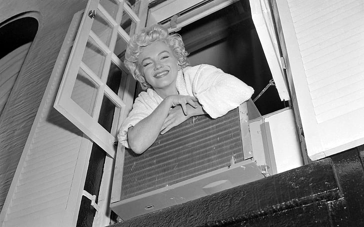 Marilyn Monroe grayscale photo, Norma Jeane, architecture, one person