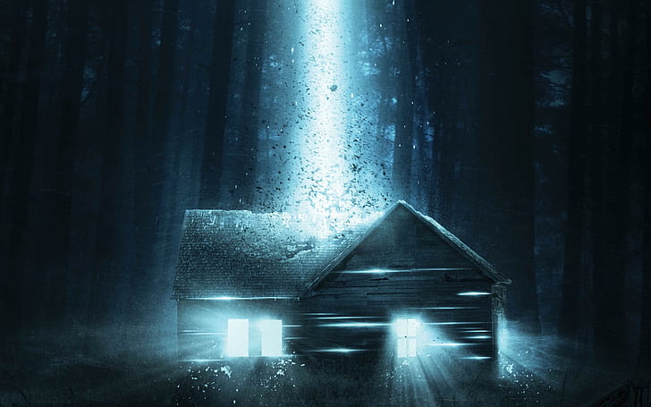 Extraterrestrial Home, lightning struck house illustration, HD wallpaper