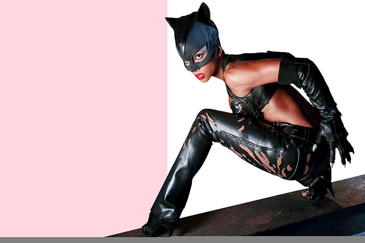 Halle Berry, catwoman, catwoman costume, pink, actress, black