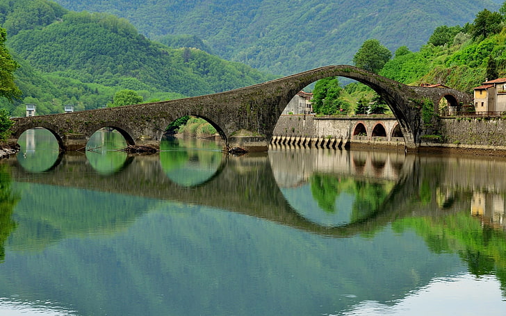 nature, bridge, reflection, water, architecture, built structure, HD wallpaper