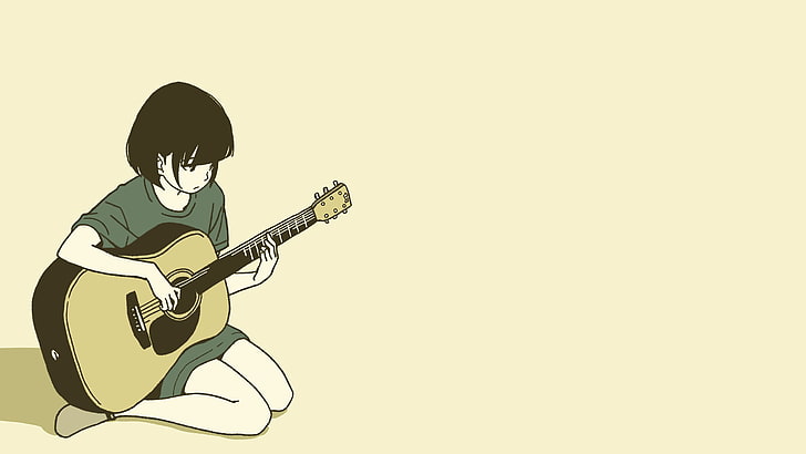 HD wallpaper: anime girls, guitar, simple background, music, musical  instrument | Wallpaper Flare