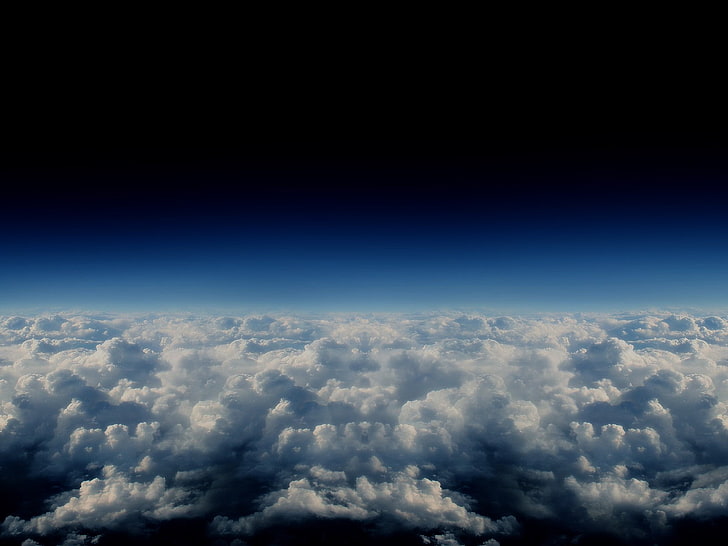 sky, clouds, atmosphere, space, blue, cloud - sky, cloudscape, HD wallpaper