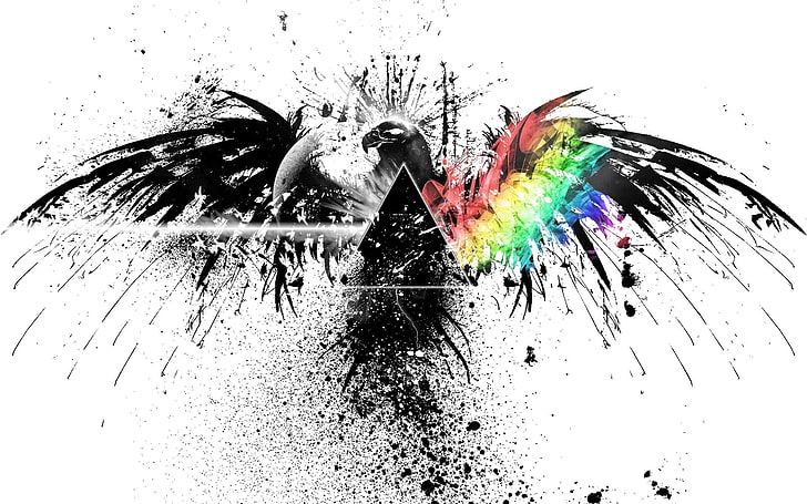 eagle illustration, pink floyd, bird, graphics, spray, colors