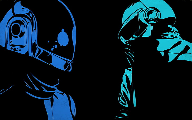two soldiers illustration, Daft Punk, artwork, music, men, indoors, HD wallpaper