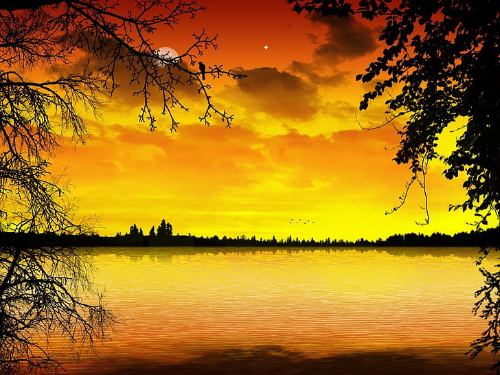 cloud lake Splendor Nature Sunsets HD Art
