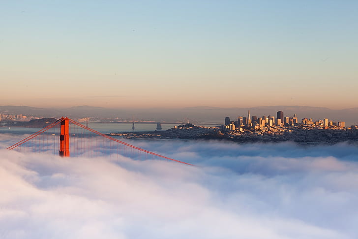 San Francisco, California, golden gate bridge, USA, city, Backgorund, HD wallpaper