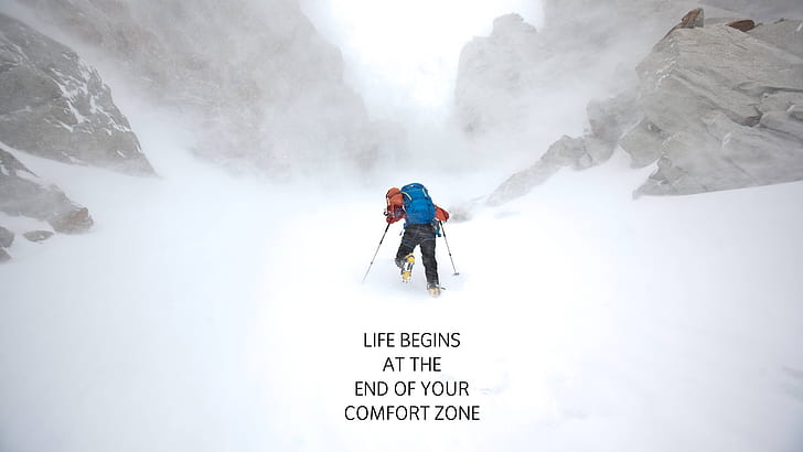 Climb, Comfort, Hike, life, snow, Zone, HD wallpaper