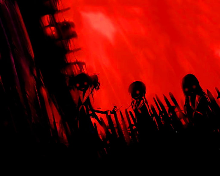 HD wallpaper horror anime girls horror anime red black group of  people  Wallpaper Flare