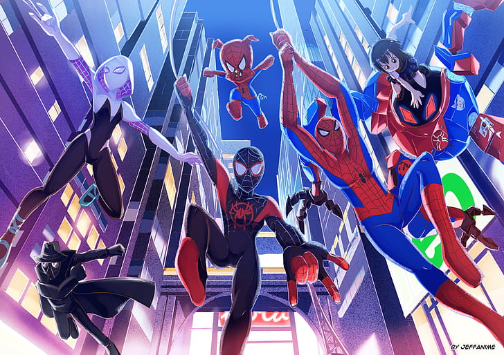 Movie, Spider-Man: Into The Spider-Verse, Miles Morales, Peni Parker, HD wallpaper
