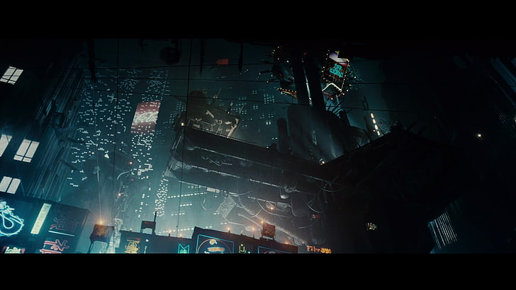 high-rise building illustration, movies, Blade Runner, night