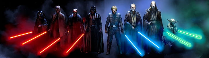 the Jedi, Darth Vader, dual monitor, iodine, Darth Maul, Luke Skywalker