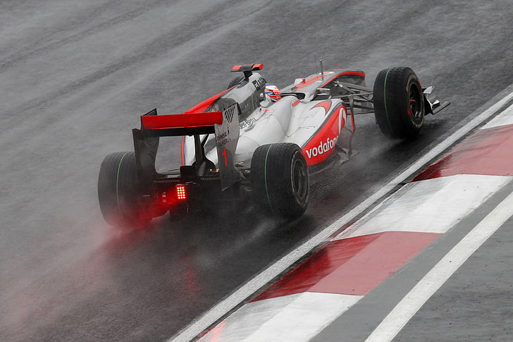 white and red racing car, Formula 1, race cars, sports, sport, HD wallpaper