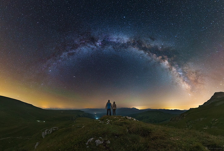 night, nature, sky, galaxy, stars, Milky Way, people, scenics - nature, HD wallpaper