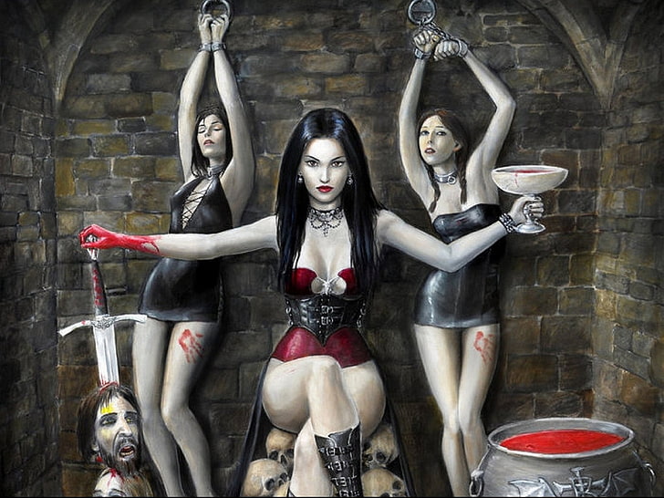 art, artwork, blood, Dark, Evil, fantasy, girl, Girls, Gothic, HD wallpaper