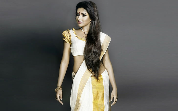 actress, amala, bollywood, indian, paul, saree, HD wallpaper