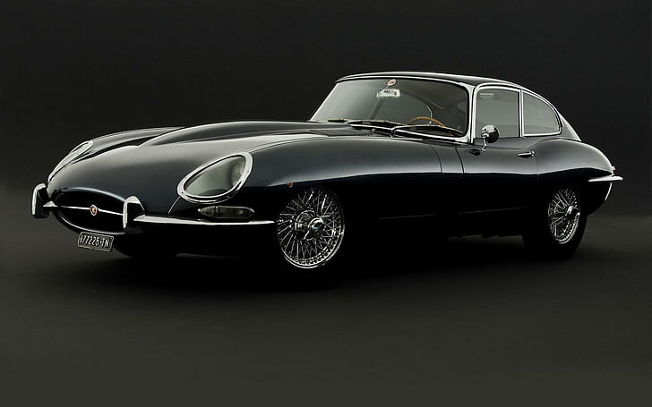 Jaguar E-Type, black vintage sports car, cars, 1920x1200, HD wallpaper