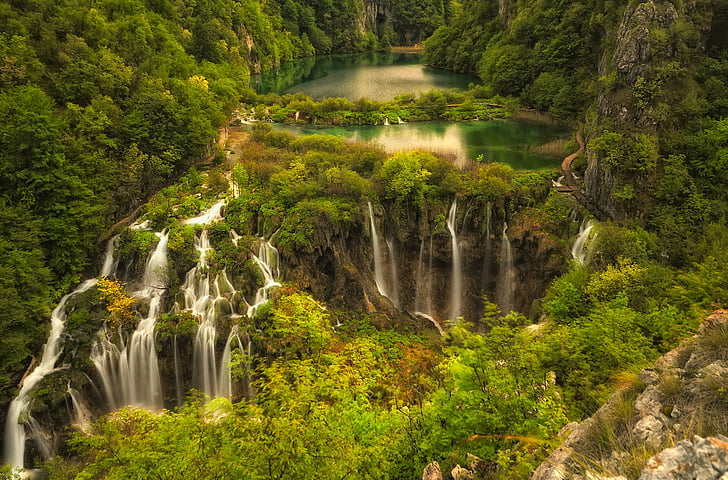 Waterfalls, Earth, Plitvice Lake National Park, Tree, beauty in nature