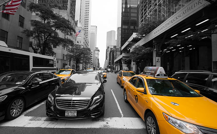 Hd Wallpaper New York City Taxi Black Mercedes Benz Vehicle Newyork America Wallpaper Flare