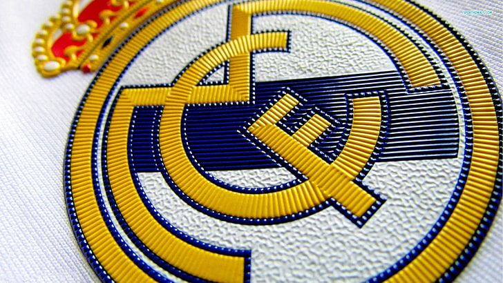 Real Madrid logo, football club, spain, florentino perez, blue, HD wallpaper