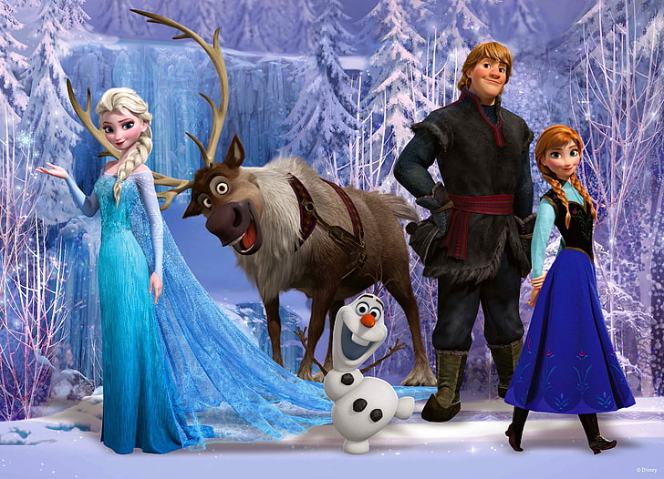 HD wallpaper: Disney Frozen illustration, snow, snowflakes, ice, deer,  snowman | Wallpaper Flare