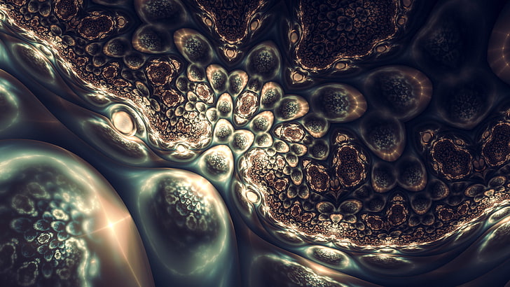 fractal, abstract, digital art, artwork, close-up, large group of objects