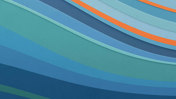 teal, blue, light blue and orange line color illustration, abstract, HD wallpaper