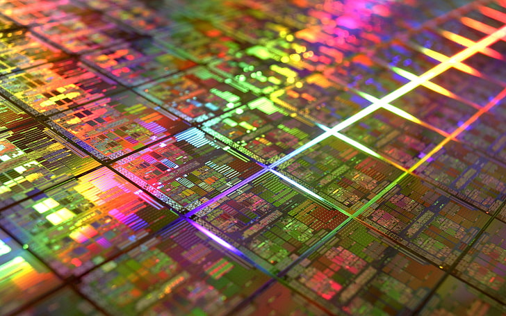 closeup photo of computer microchip, abstract, backgrounds, technology, HD wallpaper