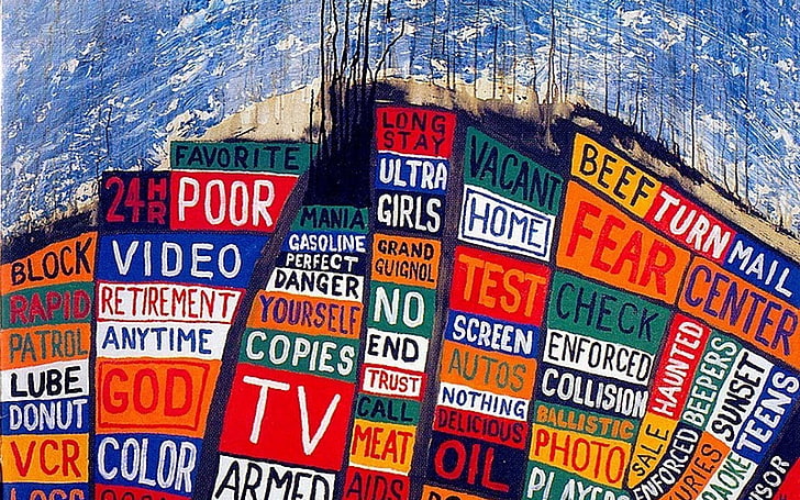 assorted area mat, singer, Radiohead, multi colored, text, western script, HD wallpaper