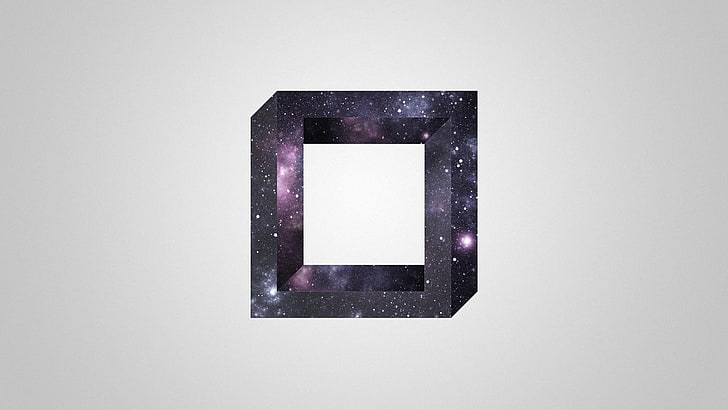 square black rack, abstract, universe, optical illusion, simple background, HD wallpaper
