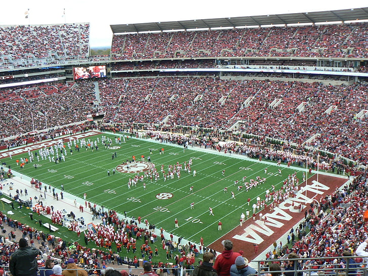 Alabama Crimson Tide stadium, American football, crowds, group of people