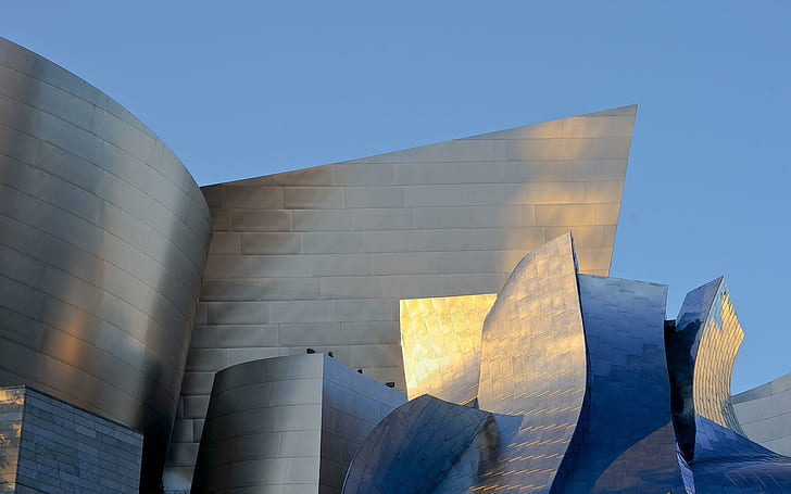 Walt Disney Concert Hall, Los Angeles, gray steel figurine, world
