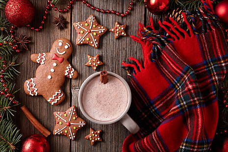 HD wallpaper: branches, style, kettle, cookies, Christmas, mug, lantern ...